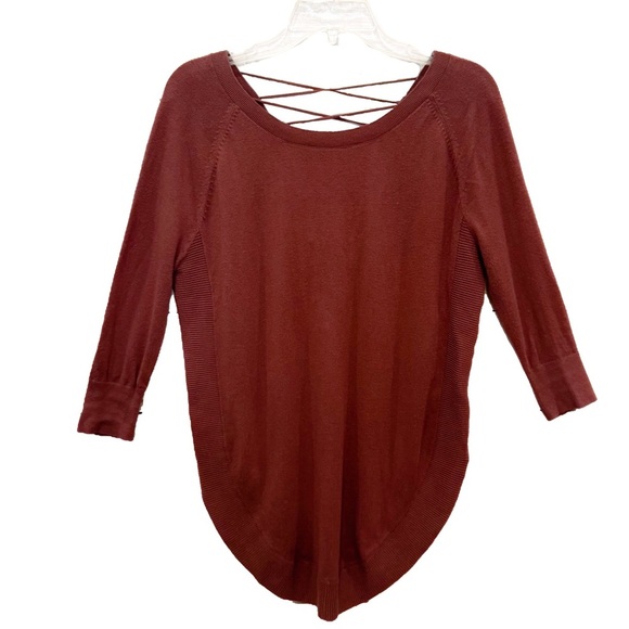 Express rust drape front lace up back pullover sweater ❤️ - Picture 3 of 8